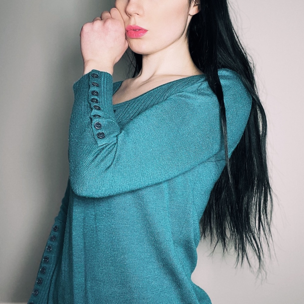 Motto Navy Button Sweater XS